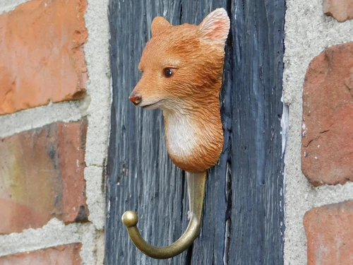 Set of 4 Wall Hooks with Woodland Animal Heads – Polyresin & Brass