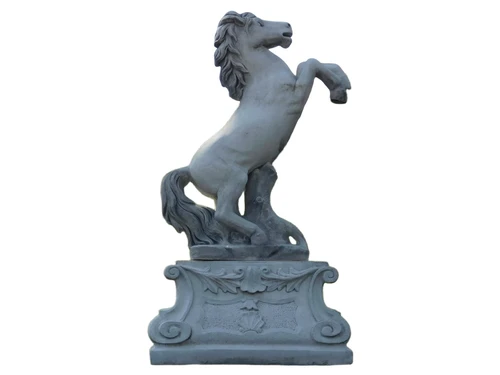 Steigendes Pferd auf Podest XL - 180 cm - Stein