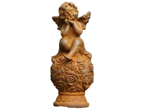 Engel op Bol van Rozen – Gietijzer – ca. 15,5 cm hoog