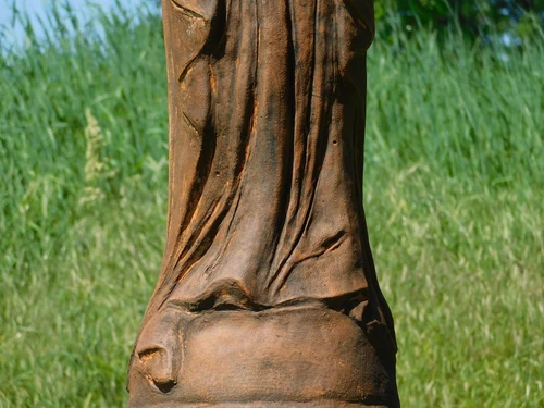 Statue of Mary on Pedestal – 128 cm – Solid Stone with Oxide Finish – Praying Mary