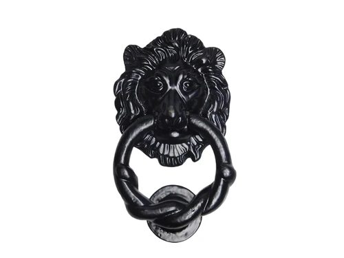 Lion Door Knocker – Cast Iron – Black Lacquered