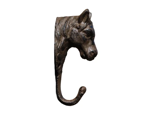 Horse Head Wall Hook - Cast Iron - Rustic Brown
