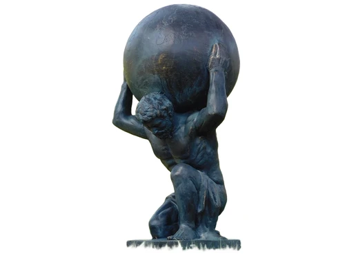 Atlas XL Statue - 70 cm - Vintage antik bronz-blue - Polystone