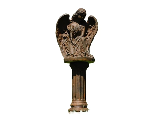 Engel auf Sockel – 95 cm – Stein in Oxid 