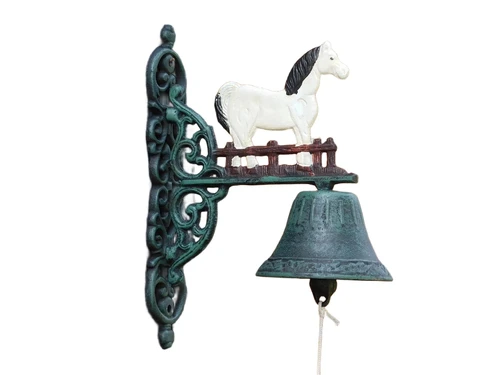 Deurbel met Paard Wit – Gietijzer - Vintage Wandbel