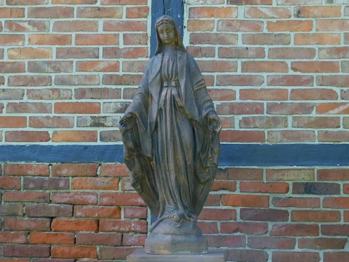 Maria Garden Statue – 110 cm – Stone with Oxide Finish – Large Stone Statue of Mary for Garden or Chapel