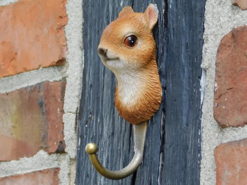 Set of 4 Wall Hooks with Woodland Animal Heads – Polyresin & Brass