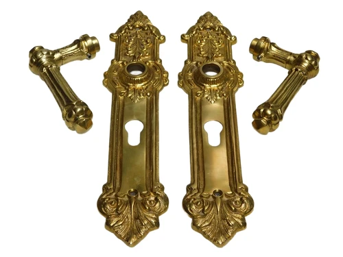 Door handle set with backplate (PC 72) – Polished brass – Classic