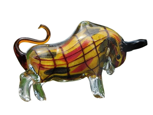 Glass Bull Sculpture – Handmade Glass-blown Artwork