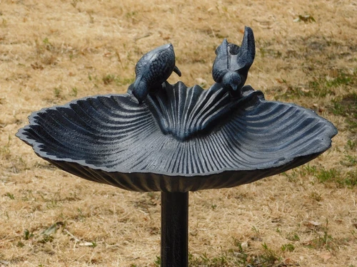 Große Vogeltränke / Futterschale - 80 cm - Gusseisen - Schwarz/Grau