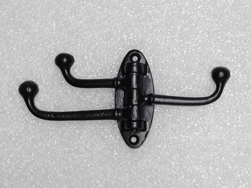 Swiveling Coat Hook (3-Hook) – Black Iron – Movable Wall Hook