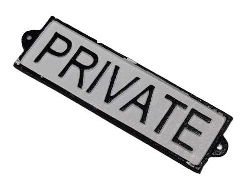 Vintage “Private” Door Sign – Cast Iron – Black and White