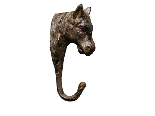 Horse Head Wall Hook - Cast Iron - Rustic Brown