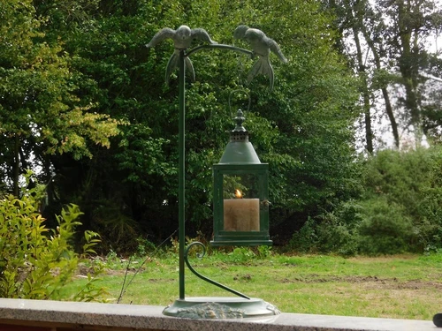 Metal Lantern with Stand and 2 Birds – 70 cm - Vintage Lantern