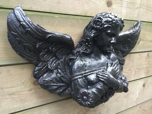 Engelsfigur „Engelhaft“ – 52 x 30 cm – Gusseisen – Schwarz
