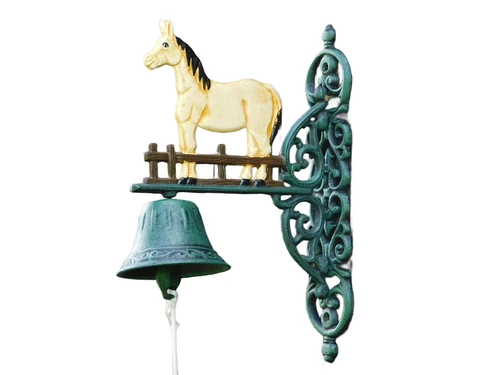Deurbel met Paard Blond - Gietijzer - Vintage Wandbel