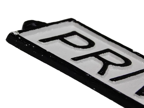 Vintage “Private” Door Sign – Cast Iron – Black and White