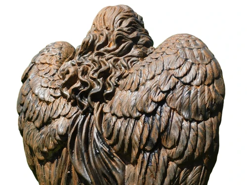 Engel auf Sockel – 95 cm – Stein in Oxid 