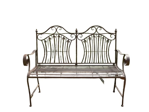 Elegant Iron Garden Bench – Rustic Brown
