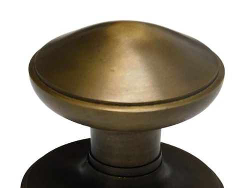 Round Front Door Knob with Rosette – Antique Brass – Fixed Knob