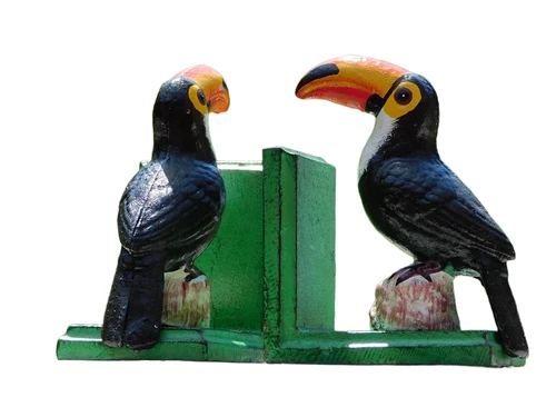 Toucan Bookend Set – Coloured Cast Iron