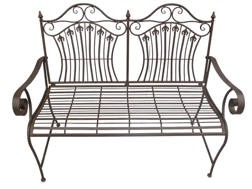 Elegant Iron Garden Bench – Rustic Brown