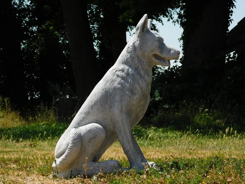 Beeld Wolf XL - 70 x 60 cm - Steen