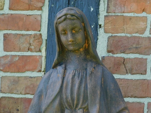 Maria Garden Statue – 110 cm – Stone with Oxide Finish – Large Stone Statue of Mary for Garden or Chapel