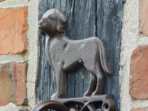 Doorbell with Dog - Cast Iron - Brown