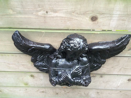 Engelsfigur „Engelhaft“ – 52 x 30 cm – Gusseisen – Schwarz