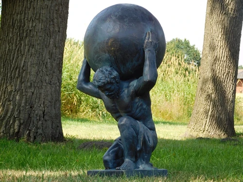 Atlas XL Statue - 70 cm - Vintage antik bronz-blue - Polystone