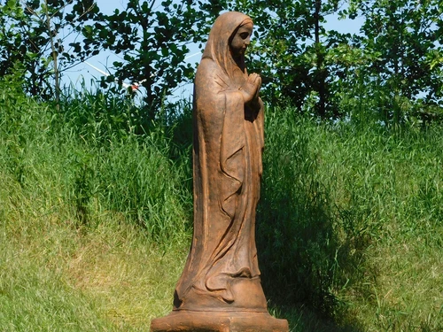 Praying Virgin Mary Statue – 90 cm – Solid Stone in Oxide Finish – Classic Garden Statue
