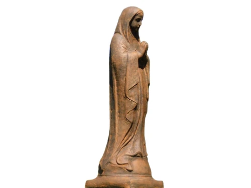 Statue of Mary on Pedestal – 128 cm – Solid Stone with Oxide Finish – Praying Mary