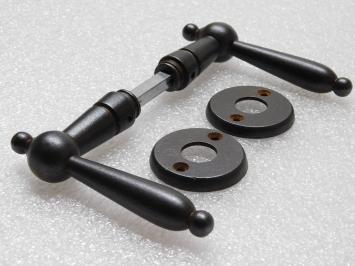 Set of door handles with latch rosettes - Iron Rusted - Dark Brown