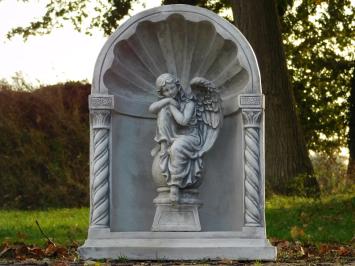 Classic Chapel with Seated Angel – 65 cm – Grey/White – Stone