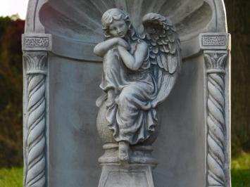 Classic Chapel with Seated Angel – 65 cm – Grey/White – Stone