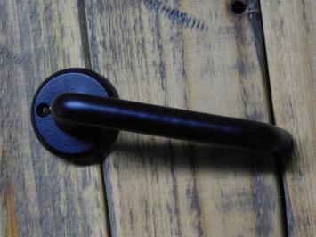 Set of door handles with round handle rosettes + key rosettes BB - Matt black - Aluminium