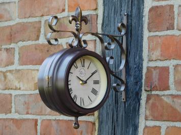 Stationsklok met Thermometer - 30 cm -  Zacht Staal en Glas