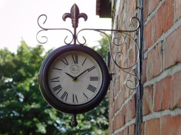 Stationsklok met Thermometer - 30 cm -  Zacht Staal en Glas
