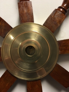 Beautiful large hardwood steering wheel with brass hub