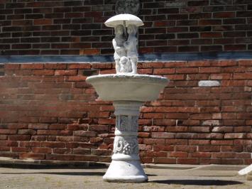  Garden Fountain with Children and Dog under Umbrella - 130 cm - Stone