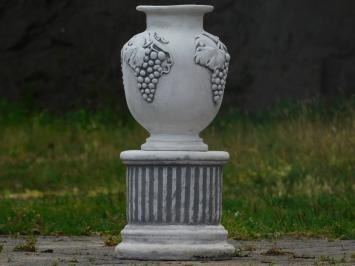 Garden Vase Grapes on Pedestal - 54 cm - Stone