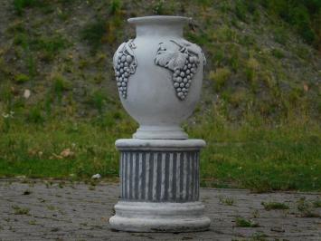 Garden Vase Grapes on Pedestal - 54 cm - Stone