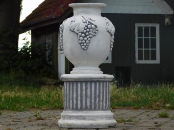 Garden Vase Grapes on Pedestal - 54 cm - Stone