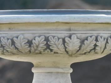 Garden Vase with Leaves - Round - Stone