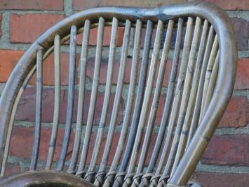 One-off: Vintage Rocking Chair - Handmade - Wicker - Incl. Grizzly Plaid
