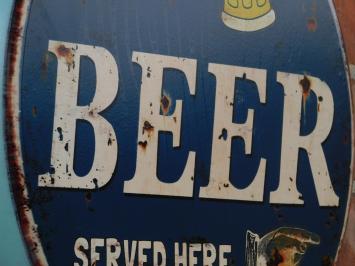 Wall sign “'Ice Cold BEER Served Here”' - Metal - Round