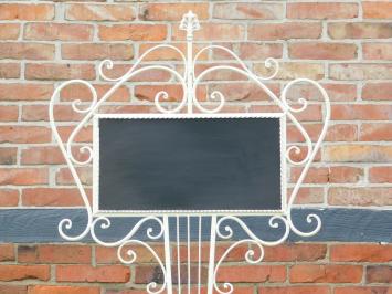 Welcome sign on stand - wrought iron white