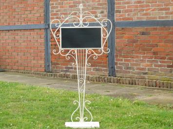 Welcome sign on stand - wrought iron white