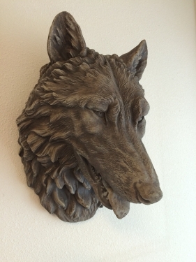 Grote wolvenkop, zeer mooi in uitdrukking, polystein